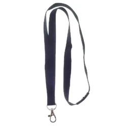 Keyhanger / Lanyard rPET 15mm m krog, SORT, eco keyhanger blå