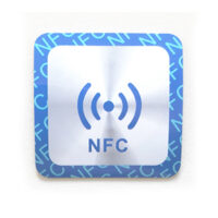 NFC Label - NTAG RFID tag, 25x25 mm "SØLV" Selvklæbende m. NFC logo