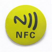 NFC Label - NTAG RFID tag, ø25 mm LIME Selvklæbende m. NFC logo